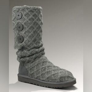 NWT UGG Gray Knit Button Winter Boots